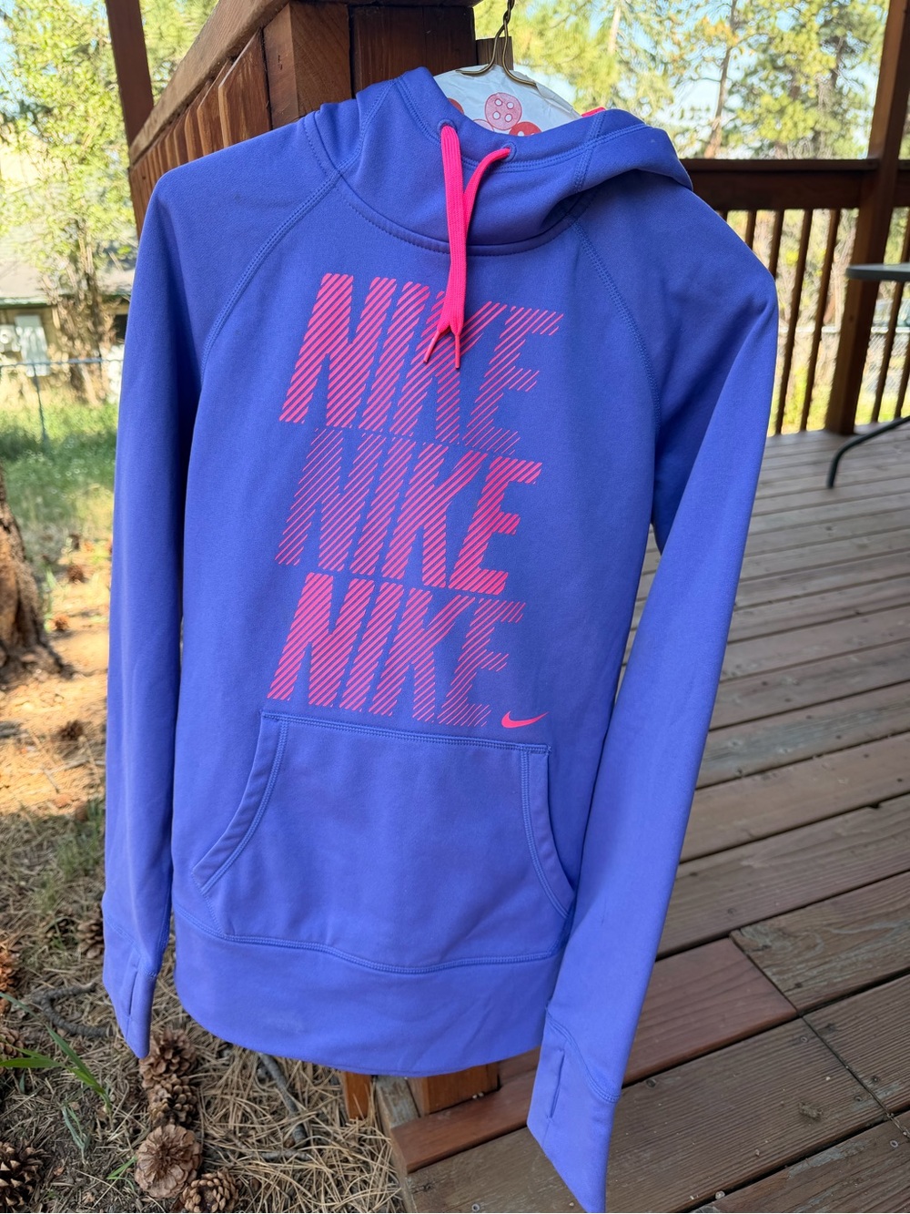 Vintage Nike Purple Pullover Hoodie with Pink Logo